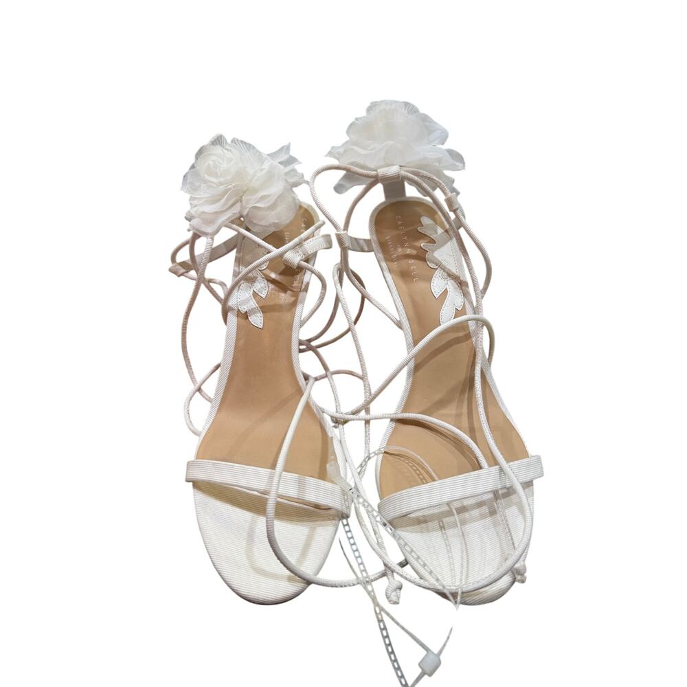 Gianni Bini x Caelynn Bell white lace up wrapped Papillon Flower Heels SZ10  NWT - Picture 3 of 6